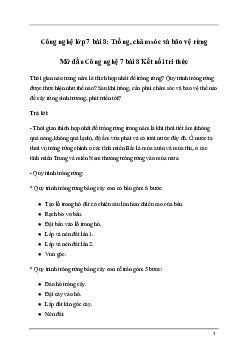 Giải Công nghệ 7 Bài 8: Trồng, chăm sóc và bảo vệ rừng | Kết nối tri thức