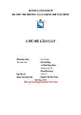 Bài tập nhóm: Chủ đề Lãi suất - Môn Thị trường và các định chế tài chính - Đại Học Kinh Tế - Đại học Đà Nẵng