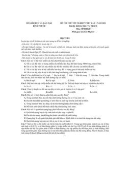 Đề thi thử THPT Quốc gia 2021 môn Sinh Sở GD&ĐT Bình Phước lần 1 có lời giải chi tiết