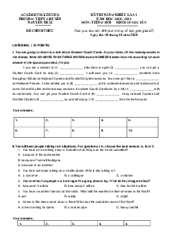 Kỳ thi năng khiếu lần 1 năm học 2020-2021 môn Tiếng Anh khối 10 chuyên trường THPT Nguyễn Trãi