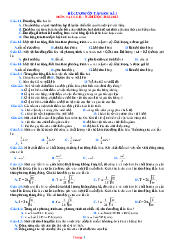 Đề cương ôn tập Vật lí 12 học kỳ 1 năm 2022-2023