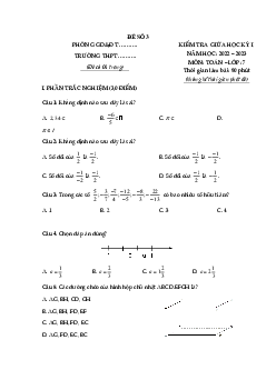 Đề thi giữa kì 1 Toán 7 | Đề 5 | Chân trời sáng tạo