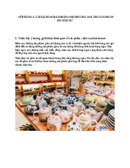 Tiểu luận lập kế hoạch kinh doanh thương mại cho sản phẩm gốm