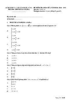 Đề thi HK1 Toán 11 năm học 2016 – 2017 trường THPT Hùng Vương – Đăk Nông