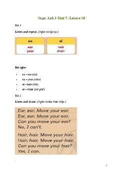 Tiếng Anh lớp 3 Unit 7: Lesson 10 rang 125 Explore Our World