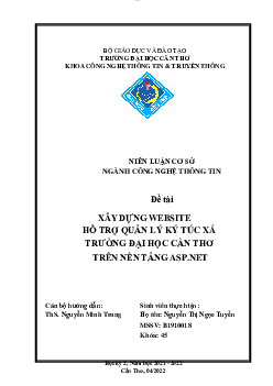 Báo cáo niên luận đề tài "Xây dựng website hỗ trợ quản lý ký túc xá trường đại học Cần Thơ trên nền tảng asp.net"