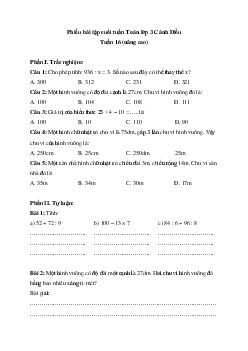 Phiếu bài tập cuối tuần lớp 3 - Tuần 16 (nâng cao) |  Cánh Diều