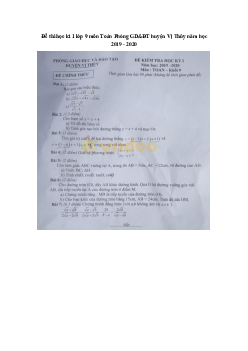 Đề thi học kì 1 lớp 9 môn Toán Phòng GD&ĐT huyện Vị Thủy năm học 2019 - 2020