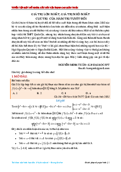 Giá trị lớn nhất, giá trị nhỏ nhất và cực trị của hàm trị tuyệt đối Toán 12