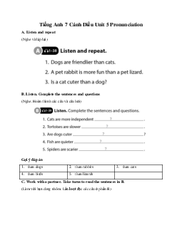 Tiếng Anh 7 Cánh Diều Unit 5 Pronunciation