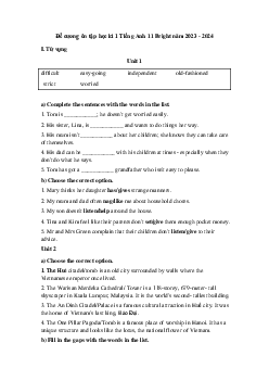 Đề cương ôn tập học kì 1 môn Tiếng Anh 11 Bright | Global Success