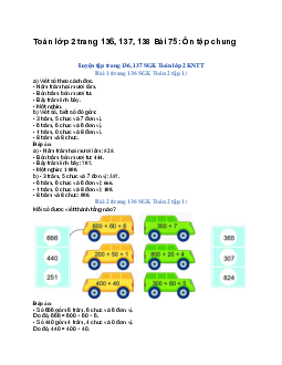 Toán lớp 2 trang 136, 137, 138 Bài 75: Ôn tập chung | Kết nối tri thức