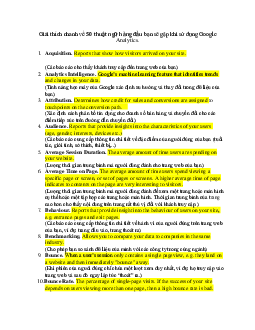 Tài liệu hỗ trợ môn học Phân tích dữ liệu xã hội về "Giải thích nhanh 50 thuật ngữ thường gặp khi sử dụng Google Analytics"