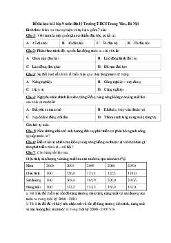 Đề thi học kì 1 lớp 9 môn Địa lý Trường THCS Trung Văn, Hà Nội