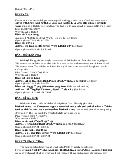 Dalat Cuisine - Những địa điểm và món ngon | Phát triển du lịch bền vững | Đại học Khoa học Xã hội và Nhân văn, Đại học Quốc gia Thành phố HCM