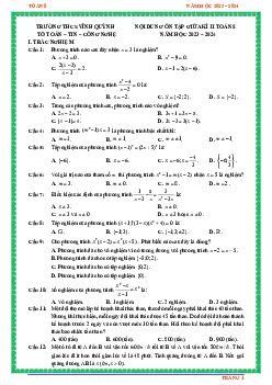 Ôn tập giữa kì 2 Toán 8 năm 2023 – 2024 trường THCS Vĩnh Quỳnh – Hà Nội