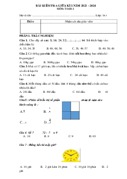 Đề thi giữa học kì 1 môn Toán 3 năm 2023 - 2024 (Đề 3) | Cánh diều