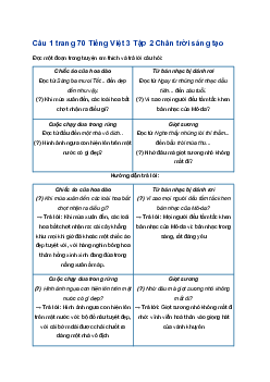 Ôn tập giữa kì 2 Tiếng Việt 3 Chân trời sáng tạo Tiết 1 trang 70