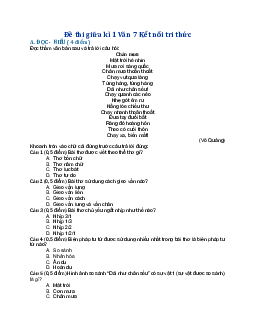 Đề thi giữa kì 1 Văn 7 | Đề 2 | Kết nối tri thức