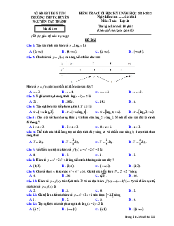 Đề cuối HK1 Toán 12 năm 2021 – 2022 trường chuyên Nguyễn Tất Thành – Kon Tum