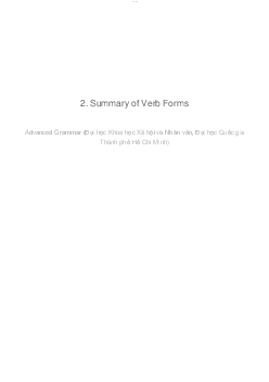 2. Summary of Verb Forms | Advance grammar | Đại học Khoa học Xã hội và Nhân văn, Đại học Quốc gia Thành phố HCM