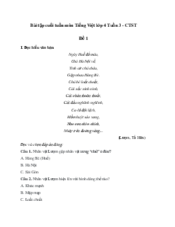 Giải Bài tập cuối tuần lớp 4 môn Tiếng Việt Chân trời sáng tạo - Tuần 3