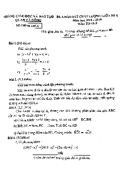 Đề KSCL giữa kì 2 Toán 8 năm 2018 – 2019 phòng GD&ĐT Hà Đông – Hà Nội