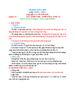 Giáo án Toán 2 sách Chân trời sáng tạo (cả năm) | Tuần 28 | Tiết 2