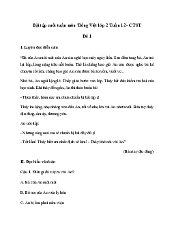 Phiếu bài tập cuối tuần lớp 2 môn Tiếng Việt Chân trời sáng tạo - Tuần 12