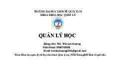 Chương 1 Tổng Quan Về Quản Lý Trong Khoa Học Quản Lý | Môn Quản lý học - Đại học Kinh Tế Quốc Dân