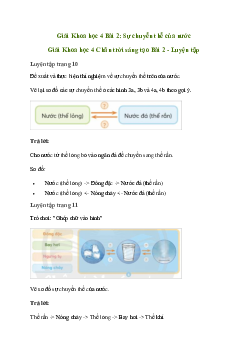 Giải Khoa học lớp 4 Bài 2: Sự chuyển thể của nước Giải Khoa học lớp 4 sách | Chân trời sáng tạo