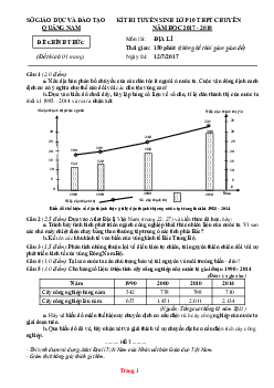 Đề thi tuyển sinh lớp 10 vào Trường THPT Chuyên năm 2017-2018 môn Địa Lí Sở GD Quảng Nam (có lời giải)