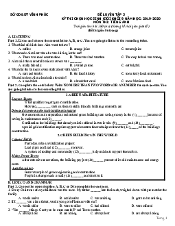 Sở GD&ĐT Vĩnh Phúc Đề Luyện Tập 3 Kỳ Thi Chọn Học Sinh Giỏi Khối 9 Năm Học 2019-2020 Môn Thi Tiếng Anh