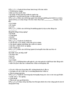 Bộ câu hỏi trắc nghiệm ôn tập Nguyên lý Marketing