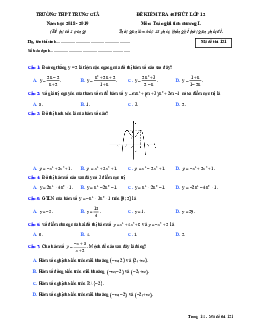 Đề kiểm tra 45 phút Toán 12 chương 1 năm 2018 – 2019 trường Trung Giã – Hà Nội