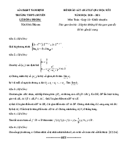 Đề thi HK1 Toán 11 chuyên năm 2020 – 2021 trường chuyên Lê Hồng Phong – Nam Định