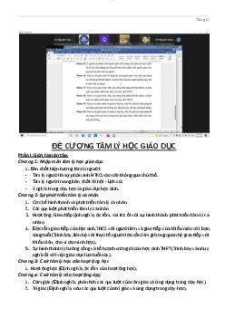 Đề cương tâm lí học giáo dục HKI | Đại học Sư Phạm Hà Nội