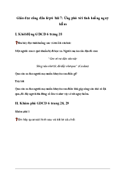Giải Giáo dục công dân 6 Bài 7: Ứng phó với tình huống nguy hiểm - Chân Trời Sáng Tạo