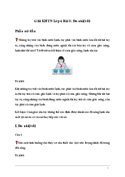 Giải KHTN Lớp 6 Bài 8: Đo nhiệt độ | Kết nối tri thức