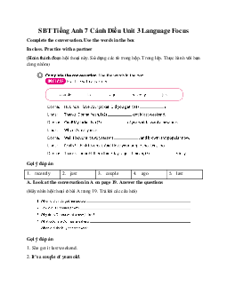 SBT Tiếng Anh 7 Cánh Diều Unit 3 Language Focus
