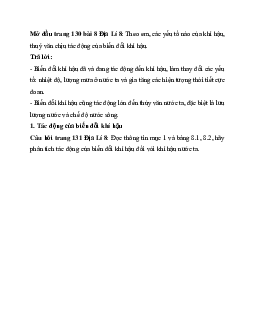 Giải SGK Địa lý 8 bài 8: Tác động của biến đổi khí hậu đối với khí hậu và thủy văn Việt Nam | Kết nối tri thức