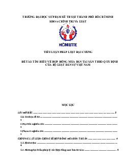 Tiểu luận môn Pháp luật đại cương đề tài "Tìm hiểu về hợp đồng mua bán tài sản theo quy định của Bộ luật Dân sự Việt Nam"