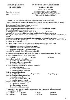 Kỳ Thi Tuyển Sinh Vào Lớp 10 THPT Tỉnh Quảng Bình Năm Học 2019 - 2020 Khóa Ngày 03/06/2019 Môn Thi Tiếng Anh (chuyên)