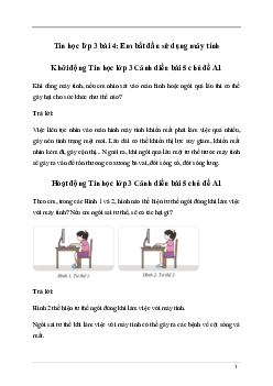 Giải Tin học lớp 3 Bài 5: Bảo vệ sức khỏe khi dùng máy tính | Cánh diều