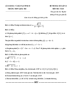 Đề thi học kì 1 Toán 10 năm 2019 – 2020 trường THPT Quốc Trí – TP HCM