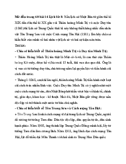 Giải SGK Lịch sử 8 bài 14: Trung Quốc và Nhật Bản từ nửa sau thế kỉ XIX đến đầu thế kỉ XX | Kết nối tri thức