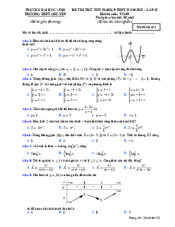 Đề thi thử TN THPT 2022 môn Toán lần 2 trường THPT chuyên ĐH Vinh – Nghệ An