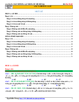 Các dạng toán góc và khoảng cách thường gặp trong kỳ thi THPTQG Toán 12