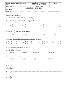 Đề thi giữa học kì 1 môn Toán lớp 5 năm 2019 - 2020 - Đề 2