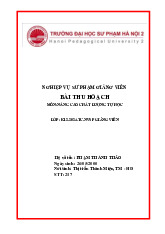 Nghiệp vụ sư phạm giảng viên  Bài thu hoạch Môn:Nâng cao chất lượng tự học  | Học viện Nông nghiệp Việt Nam